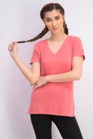 Womens V-Neck Tee Dull Red Womens V-Neck Tee Dull Red