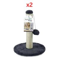 M-Pets My First Cat Tree Pompom Dark Grey (Pack of 2)