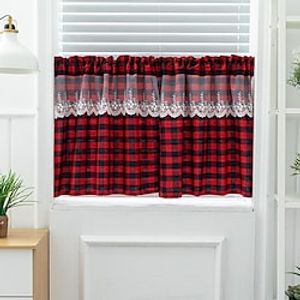 Christmas Red and Green Check Kitchen Curtain Valance Rod Pocket Half  Short Buffalo Check Gingham Home Decor Laundry Cutain Topper Window Valance 1 Panel Lightinthebox