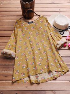 Floral Printed Long Sleeve Vintage Women Shirt