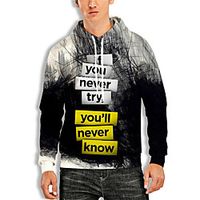 Men's Unisex Pullover Hoodie Sweatshirt Graphic Prints Letter Print Daily Sports 3D Print 3D Print Casual Hoodies Sweatshirts  Black miniinthebox - thumbnail