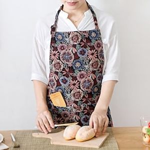 1 Piece Cotton Linen Kitchen Apron with Adjustable Neck  Hidden Pocket with Long Ties for Women Men Chef Lightinthebox