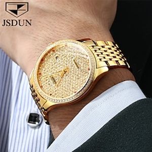 Men Quartz Watch Wrist Watch Luxury Rhinestone Business Wristwatch Hollow Skeleton Automatic Self-winding Luminous Calendar Stainless Steel Strap Watch miniinthebox