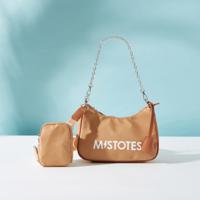 Mistotes Logo Print Crossbody Bag with Detachable Strap and Pouch