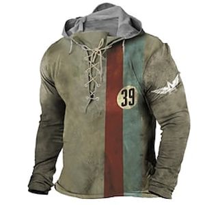 Men's Pullover Hoodie Sweatshirt Pullover Green Hooded Graphic Prints Lace up Print Casual Daily Sports 3D Print Basic Streetwear Designer Spring   Fall Clothing Apparel Hoodies Sweatshirts  Long miniinthebox