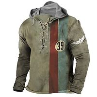 Men's Pullover Hoodie Sweatshirt Pullover Green Hooded Graphic Prints Lace up Print Casual Daily Sports 3D Print Basic Streetwear Designer Spring   Fall Clothing Apparel Hoodies Sweatshirts  Long miniinthebox - thumbnail