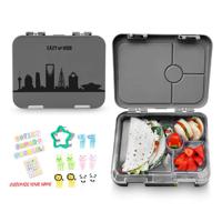 Eazy Kids 4 Compartment Bento Lunch Box - Skyline Saudi Grey