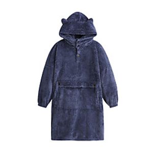 Women's Warm Huggle Hoodie Onesies Home Party Daily Bed Basic Pure Color Polyester Simple Funny Soft Plush Fall Winter Hoodie Long Sleeve Buckle Pocket Lightinthebox