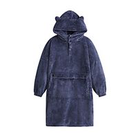Women's Warm Huggle Hoodie Onesies Home Party Daily Bed Basic Pure Color Polyester Simple Funny Soft Plush Fall Winter Hoodie Long Sleeve Buckle Pocket Lightinthebox - thumbnail
