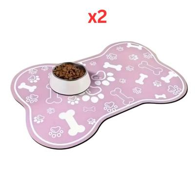 Cozy Paws Bone-Shaped Quick Dry Pet Feeding Mat -11.8X15.7inch (Pack of 2)