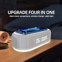 Wireless Charger Time Alarm Clock LED Light Thermometer Earphone Phone Chargers 15W Fast Charging Dock Station For IPhone Samsung miniinthebox - thumbnail