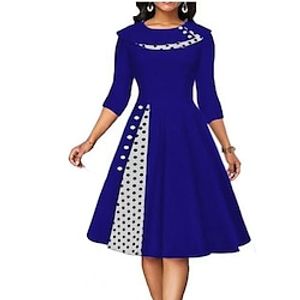 Women's Casual Dress Swing Dress Midi Dress Purple Army Green Royal Blue 34 Length Sleeve Polka Dot Print Winter Fall Modern 2022 S M L XL XXL 3XL Lightinthebox