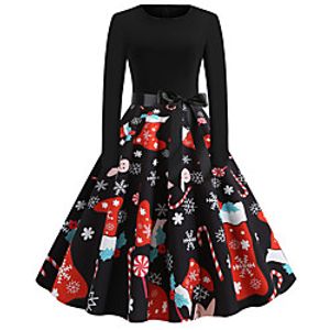 Santa Suit Flapper Dress Dress Adults' Women's Vintage Festival Christmas Halloween New Year Festival  Holiday Terylene Black Women's Easy Carnival Costumes Snowflake Christmas  Belt Lightinthebox