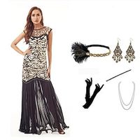 Cosplay The Great Gatsby Vintage Inspired The Great Gatsby Party Costume JSK  Jumper Skirt Women's Sequins Costume Vintage Cosplay Dress Party  Cocktail Sleeveless Long Length Dress Halloween Lightinthebox - thumbnail