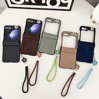 Phone Case For Samsung Galaxy Z Flip 5 Z Flip 4 Back Cover with Wrist Strap Shockproof TPU PU Leather miniinthebox