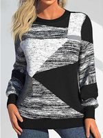 Women's Striped Imitation Sweater Printed Casual Round Neck Sweatshirt Christmas Holiday Party Sweatshirt