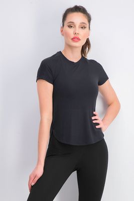 Womens Short Sleeve Plain T-Shirt Black Womens Short Sleeve Plain T-Shirt Black
