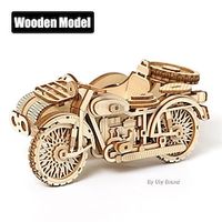 3D Wooden Puzzle Motorboat Three Wheels Motorcycle Jigsaw Child Montessori Educational DIY Models Toys Gift for Adults Boys Lightinthebox - thumbnail
