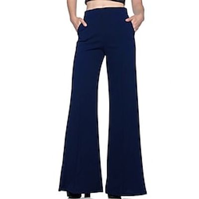 Women's Dress Pants Bell Bottom Pants Trousers Full Length Pocket High Cut High Waist Fashion Elegant Office Work Black White S M Winter Autumn / Fall miniinthebox
