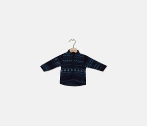 Baby Boys Printed Long Sleeve Jacket  Navy