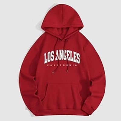 Men's Hoodie Black Khaki Red Hooded Graphic Letter Print Sports  Outdoor Sports Streetwear Hot Stamping Basic Streetwear Casual Winter Fall Clothing Apparel Hoodies Sweatshirts  Lightinthebox