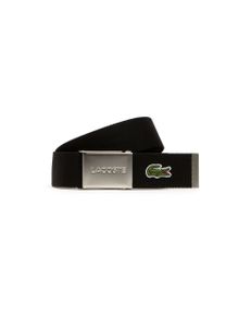 Made In France Lacoste Engraved Buckle Woven Fabric Belt