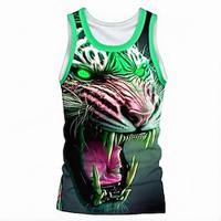 Men's Tank Tiger Crew Neck Carnival Party Sleeveless Clothing Apparel Ugly Exaggerated Lightinthebox