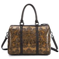 Brenice Vintage Genuine Leather Embossed Craft handbag