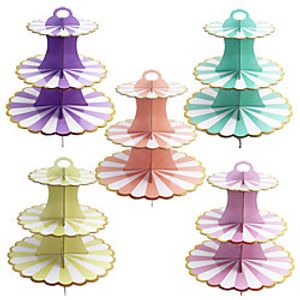 Three-layer Paper Bronzing Cake Stand Children Adult Birthday Party Event Anniversary Celebration Flower Cake Stand miniinthebox