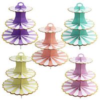 Three-layer Paper Bronzing Cake Stand Children Adult Birthday Party Event Anniversary Celebration Flower Cake Stand miniinthebox - thumbnail