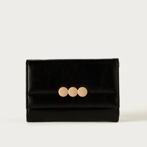 Sasha Solid Flap Wallet with Snap Button Closure