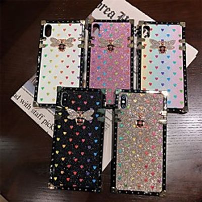 Luxury Glitter Love Bee Phone Case For Apple Back Cover iPhone 12 Pro Max 11 SE 2020 X XR XS Max 8 7 Shockproof Dustproof Bling Square Back Cover miniinthebox