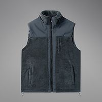 Men's Fleece Vest Polar Fleece Gilet Outdoor Sports Camping  Hiking Daily Wear Fashion Basic Fall  Winter Patchwork Zipper Polyester Windproof Warm Plain Zipper Stand Collar Regular Fit Black Brown Lightinthebox - thumbnail