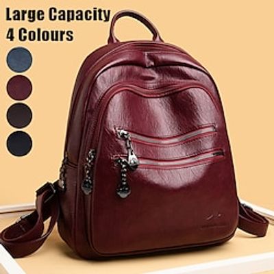 Women's Shoulder Bag PU Leather Outdoor Daily Holiday Zipper Large Capacity Waterproof Durable Solid Color dark brown claret Lake blue miniinthebox Women's Shoulder Bag PU Leather Outdoor Daily Holiday Zipper Large Capacity Waterproof Durable Solid Color dark brown claret Lake blue miniinthebox