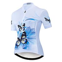 21Grams Women's Short Sleeve Cycling Jersey Summer Spandex Polyester Sky BlueWhite Butterfly Bike Jersey Top Mountain Bike MTB Road Bike Cycling Quick Dry Moisture Wicking Breathable Sports Clothing Lightinthebox - thumbnail
