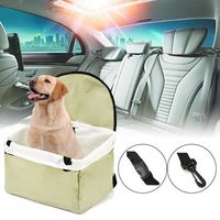 Portable Pet Car Booster Seat Carrier Foldable Safety Adjustable Strap Basket - thumbnail