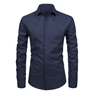 Men's Shirt Solid Colored Long Sleeve Casual Tops Fashion Button Down Collar White Black Red / Work miniinthebox
