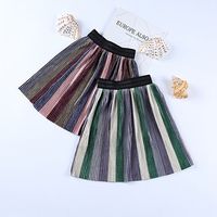 Pleated Girls Striped Skirt