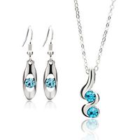 Spiral Crystal Wedding Necklace Earrings Jewelry Set