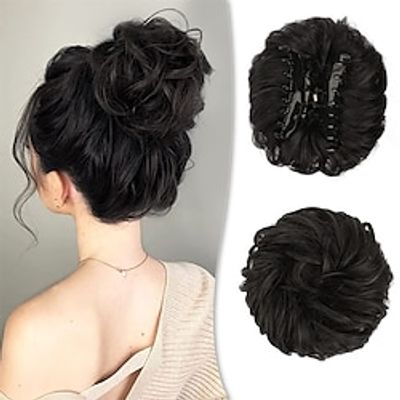 Hair Bun Extensions For Women Claw Clip Messy Bun Hair Piece Wavy Curly Messy Hair Bun Clip in Claw Chignon Hairpieces Synthetic Messy Bun Hair Extensions Scrunchie for Girls Lightinthebox