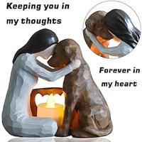 Dog Memorial GiftsPet Loss GiftsHand-Sculpted Dogs Passing Away Sympathy GiftRemembrance Gift Dog Lovers Candle Holder Statue with LED Candle Lightinthebox