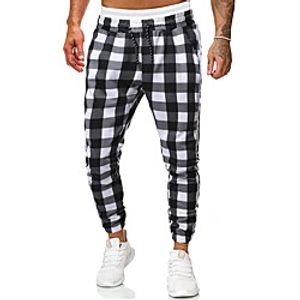 Men's Chino Sports Sport Daily Chinos Pants Lattice Full Length Black  White Lightinthebox