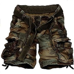 Men's Cargo Shorts Casual Shorts Pocket Plain Camouflage Comfort Breathable Outdoor Daily Going out 100% Cotton Fashion Casual Dark Brown Dark Khaki Lightinthebox