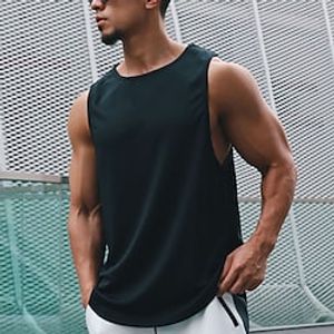 Men's Tank Top Tee  T-shirt Pure Color Crew Neck Solid Color Sport Athleisure Shirt Sleeveless Breathable Quick Dry Soft Sweat Out Yoga Tennis Exercise  Fitness Running Walking Training Casual Lightinthebox