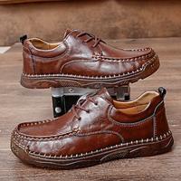 Men's Oxfords Retro Walking Casual Daily Leather Comfortable Booties / Ankle Boots Loafer Dark Red Black Spring Fall Lightinthebox