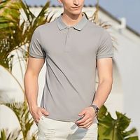 Men's Golf Shirt Golf Polo Casual Sports Lapel Short Sleeve Basic Modern Plain Button Spring Summer Regular Fit Depression Green Black White Yellow Pink Red Golf Shirt Lightinthebox