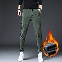 Men's Fashion Streetwear Jogger Sweatpants Trousers Elastic Drawstring Design Warm Pants Casual Daily Micro-elastic Solid Color Corduroy Breathable Soft Mid Waist ArmyGreen Black Wine L XL XXL 3XL Lightinthebox - thumbnail