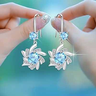 Women's Zircon Drop Earrings Fine Jewelry Classic Snowflake Precious Personalized Stylish Earrings Jewelry White  Pink  Red For Gift Festival 1 Pair Lightinthebox