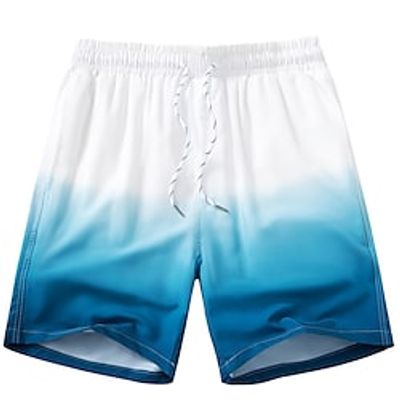 Men's Swim Shorts Swim Trunks Board Shorts Pocket Drawstring Elastic Waist Gradient Comfort Quick Dry Casual Daily Holiday Fashion Streetwear Black Blue Lightinthebox