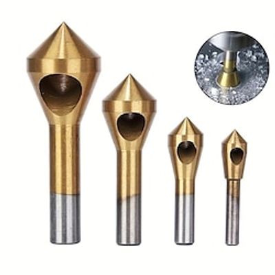 4pcs Titanium Coated Countersink Deburring Drill Taper Hole Cutter, Aluminum Chamfer Tool Set Metal Wood Drill Bits (2-5mm, 5-10mm, 10-15mm, 15-20mm) Lightinthebox